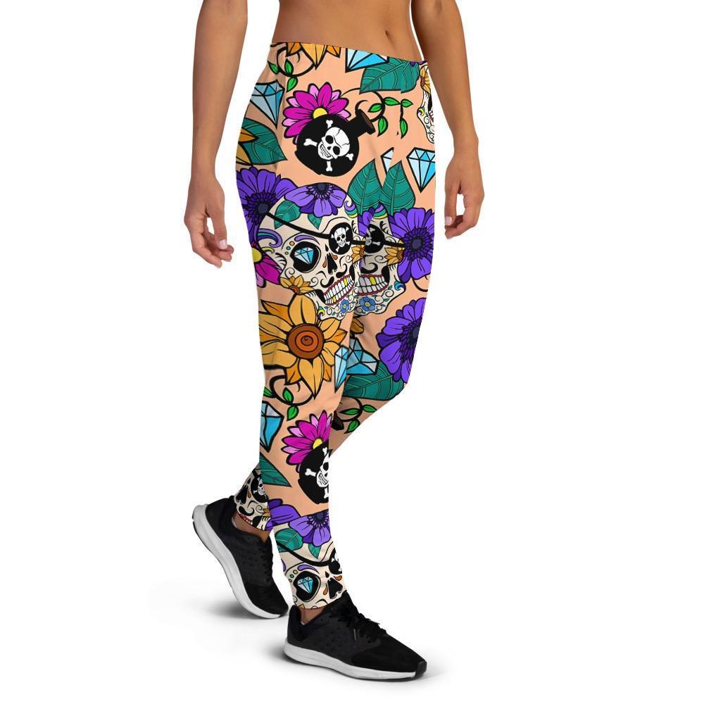 Sugar Skull Flower Women's Joggers-grizzshop