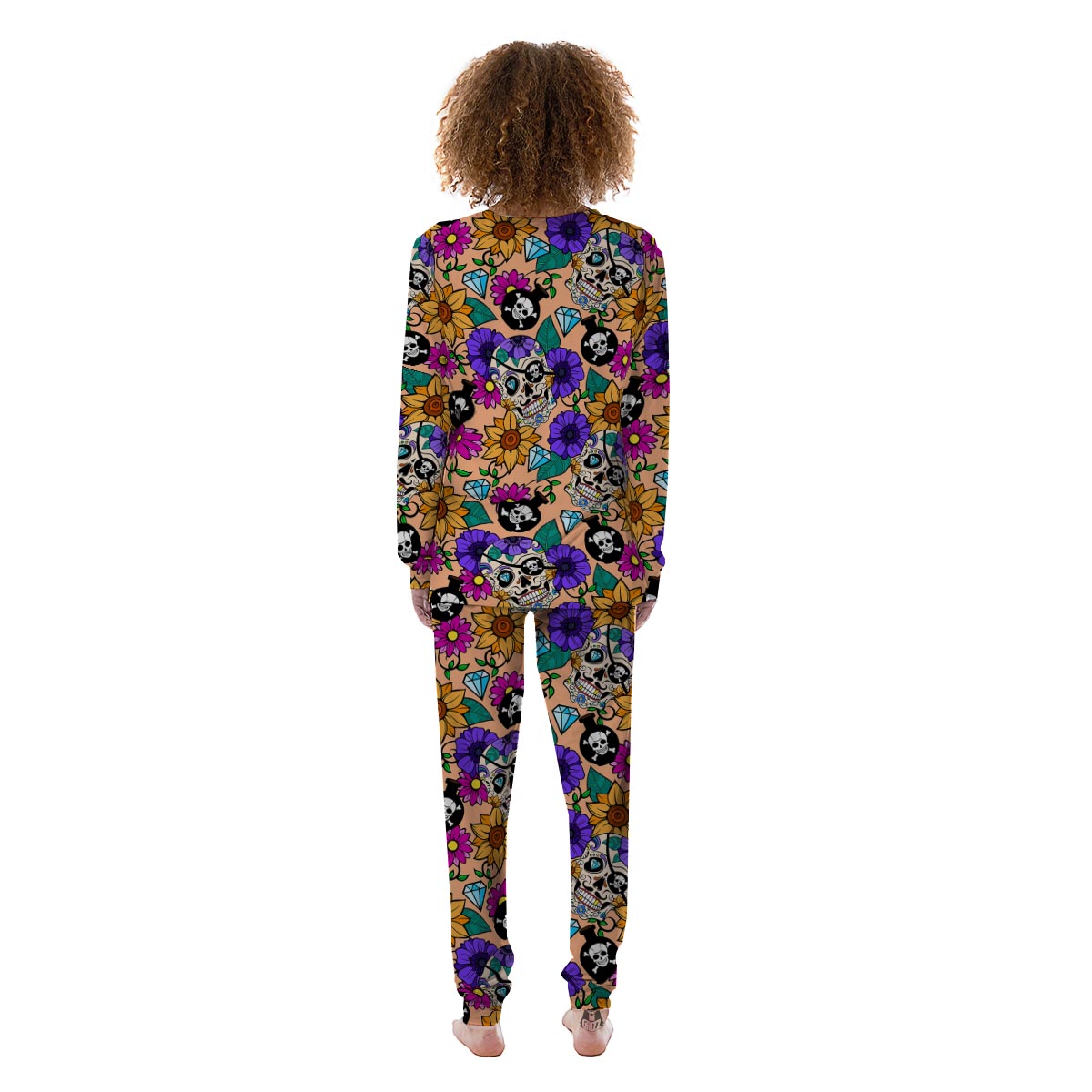 Sugar Skull Flower Women's Pajamas-grizzshop