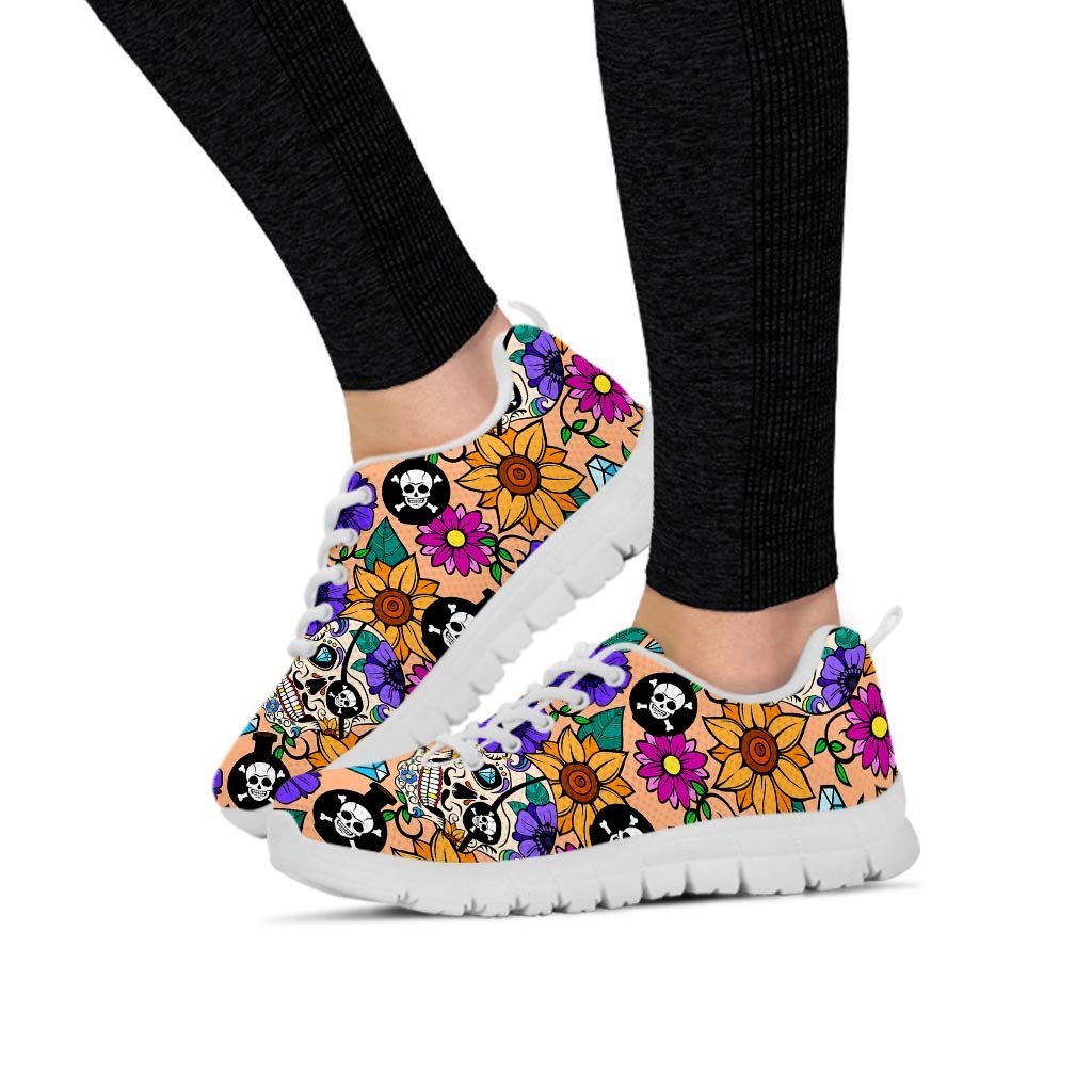 Sugar Skull Flower Women's Sneakers-grizzshop