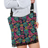 Sugar Skull Girly Skeleton Floral Pattern Print Crossbody Bags-grizzshop