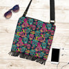 Sugar Skull Girly Skeleton Floral Pattern Print Crossbody Bags-grizzshop