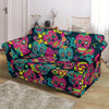 Sugar Skull Girly Skeleton Floral Pattern Print Loveseat Cover-grizzshop