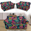 Sugar Skull Girly Skeleton Floral Pattern Print Loveseat Cover-grizzshop