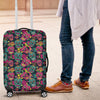 Sugar Skull Girly Skeleton Floral Pattern Print Luggage Cover Protector-grizzshop