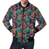 Sugar Skull Girly Skeleton Floral Pattern Print Men's Bomber Jacket-grizzshop