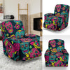 Sugar Skull Girly Skeleton Floral Pattern Print Recliner Cover-grizzshop