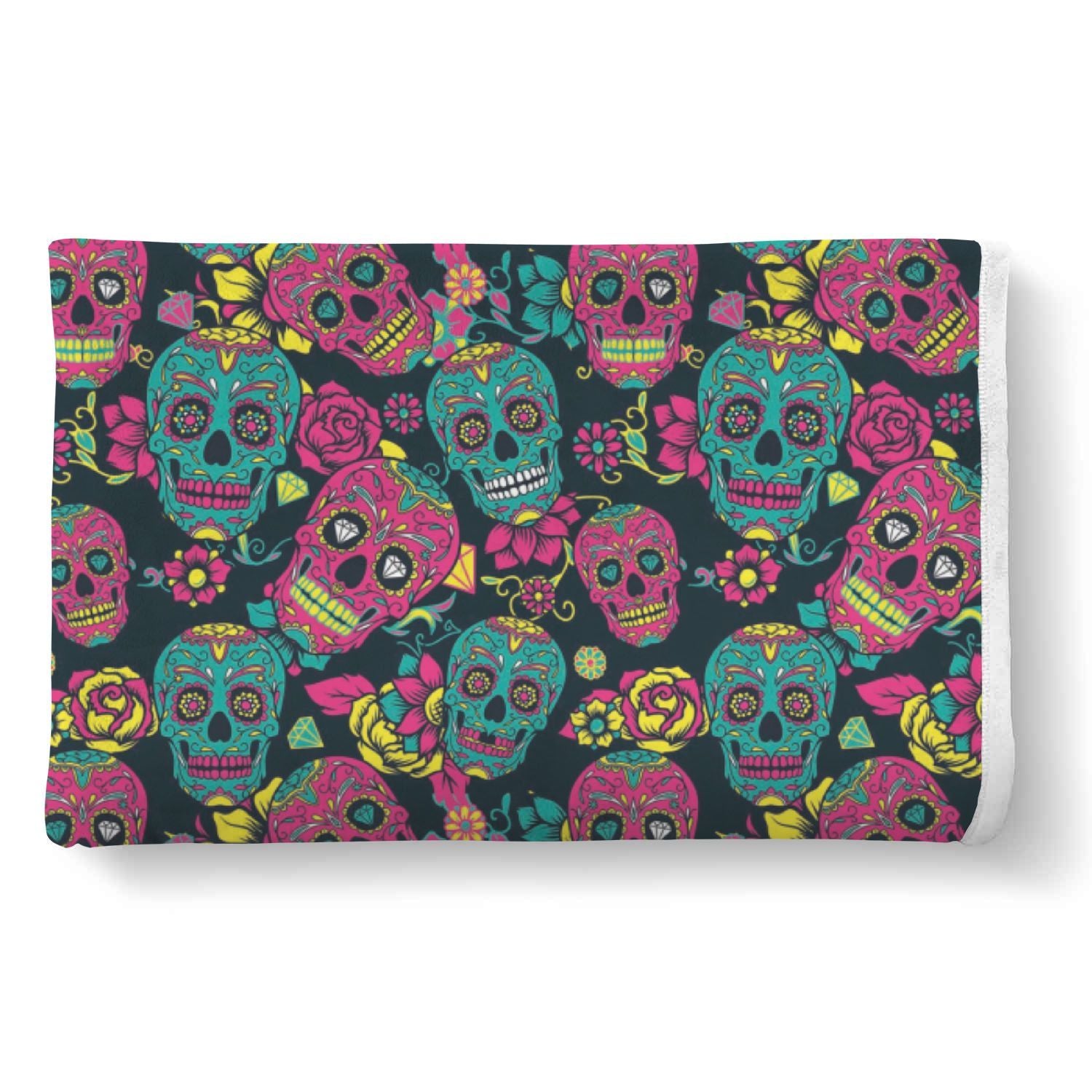 Sugar Skull Girly Skeleton Floral Pattern Print Throw Blanket-grizzshop