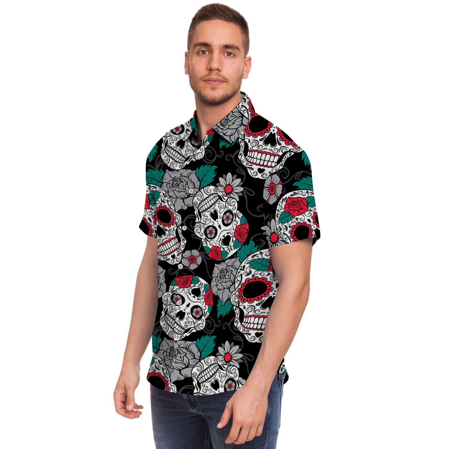 Sugar Skull Men's Short Sleeve Shirt-grizzshop