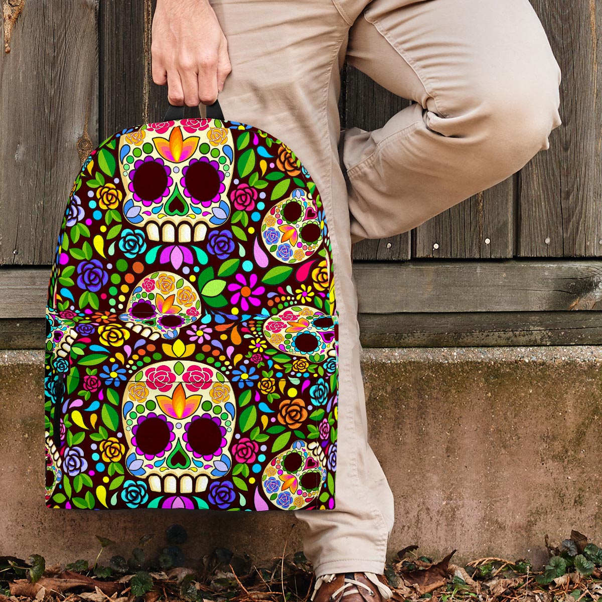 Sugar Skull Mexican Floral Backpack-grizzshop