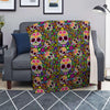 Sugar Skull Mexican Floral Blanket-grizzshop