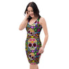 Sugar Skull Mexican Floral Bodycon Dress-grizzshop