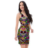 Sugar Skull Mexican Floral Bodycon Dress-grizzshop