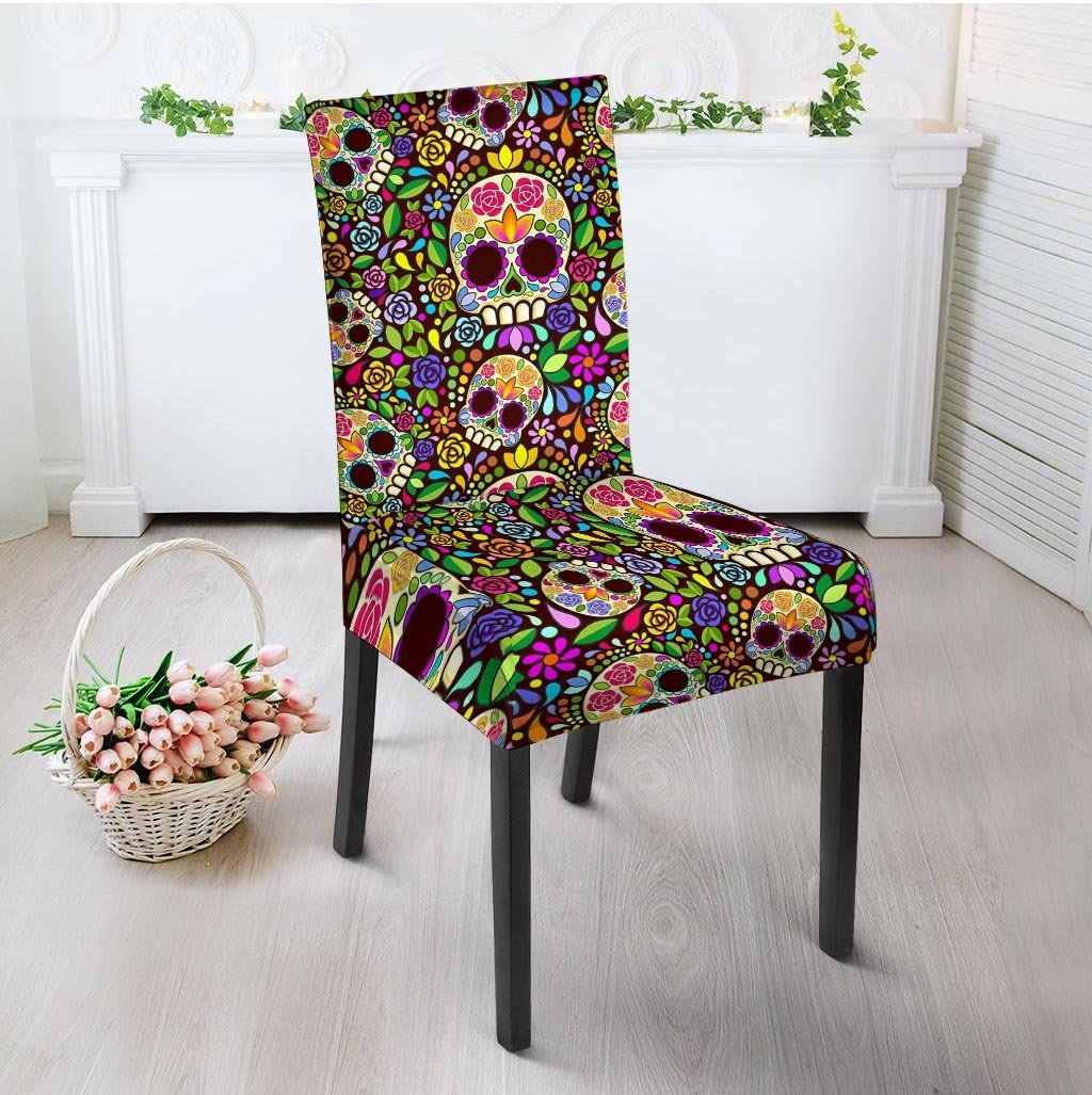 Sugar Skull Mexican Floral Chair Cover-grizzshop