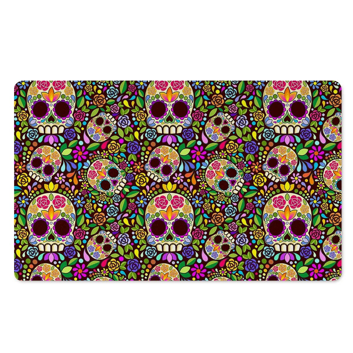 Sugar Skull Mexican Floral Door Mat-grizzshop