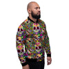 Sugar Skull Mexican Floral Men's Bomber Jacket-grizzshop