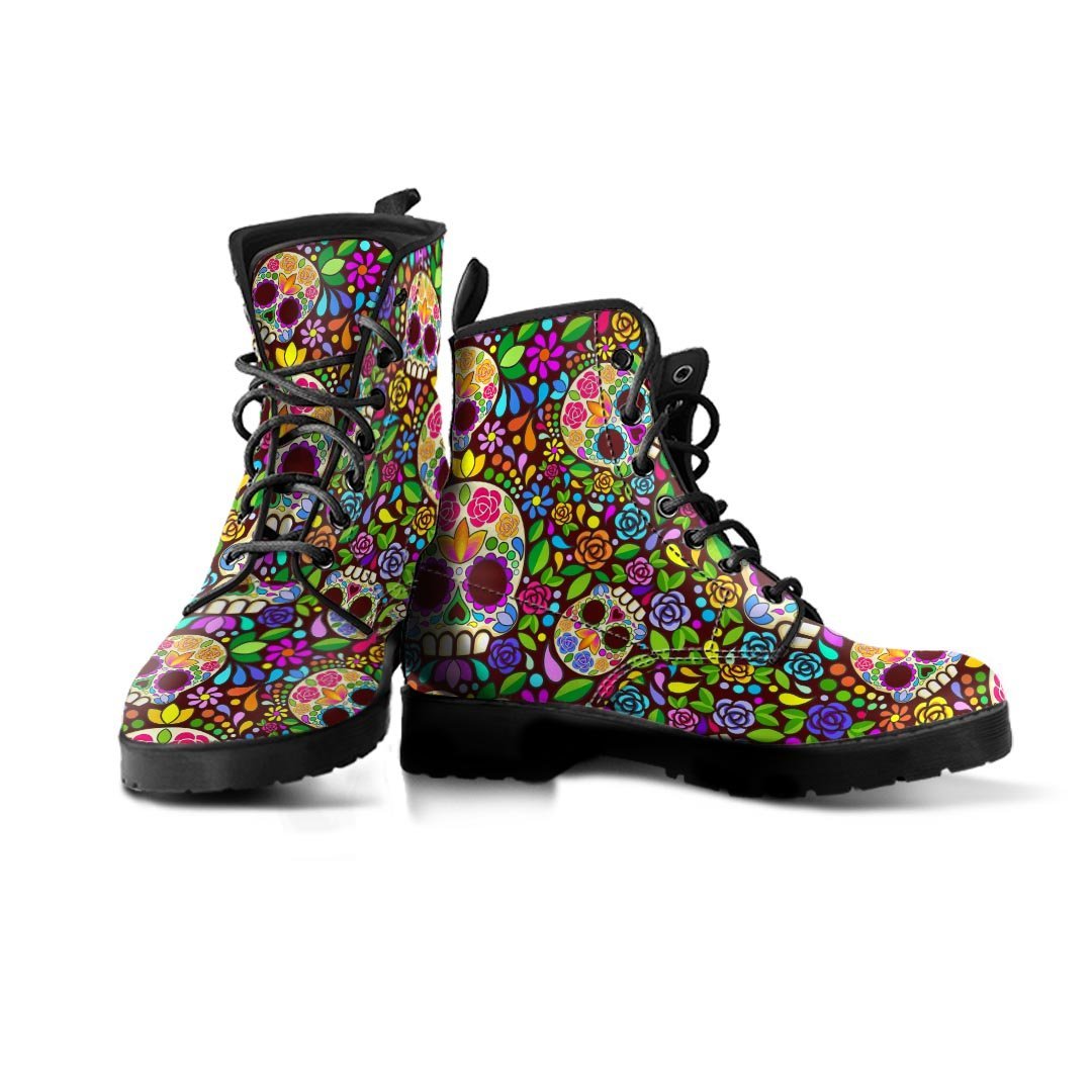 Sugar Skull Mexican Floral Men's Boots-grizzshop