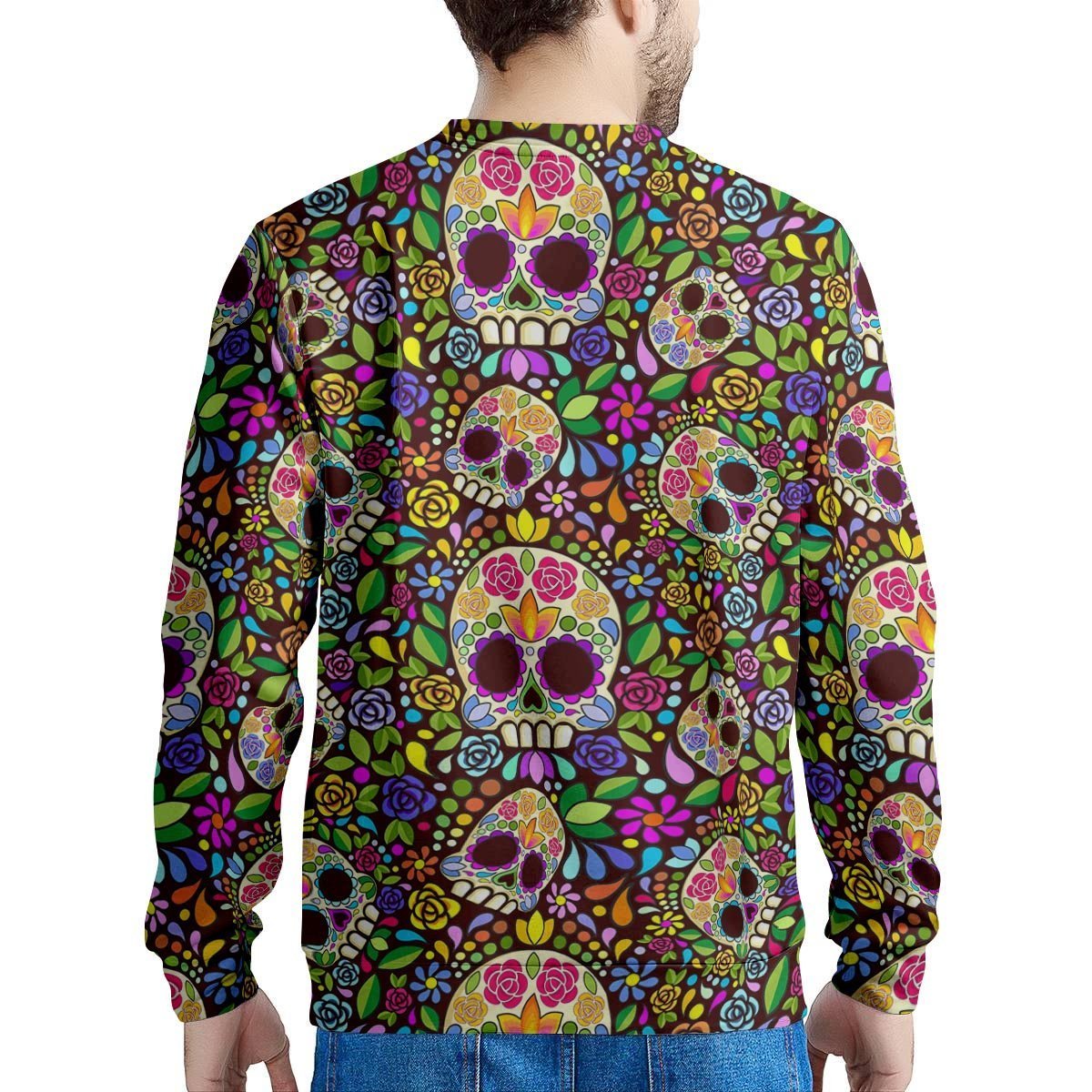 Sugar Skull Mexican Floral Men's Sweatshirt-grizzshop