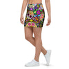 Sugar Skull Mexican Floral Mini Skirt-grizzshop