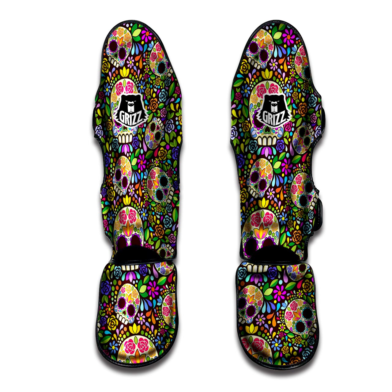 Sugar Skull Mexican Floral Muay Thai Shin Guard-grizzshop