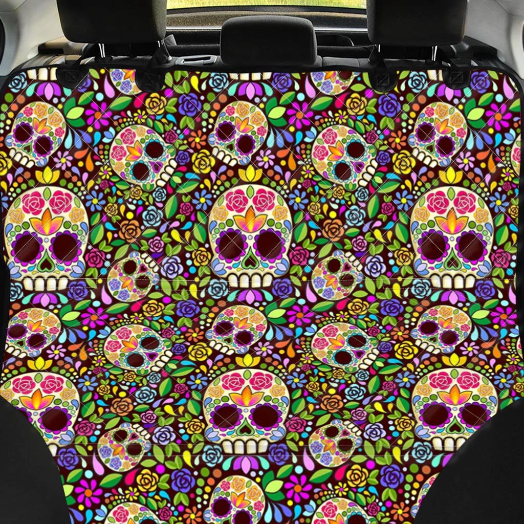 Sugar Skull Mexican Floral Pet Car Seat Cover-grizzshop