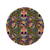 Sugar Skull Mexican Floral Round Rug-grizzshop