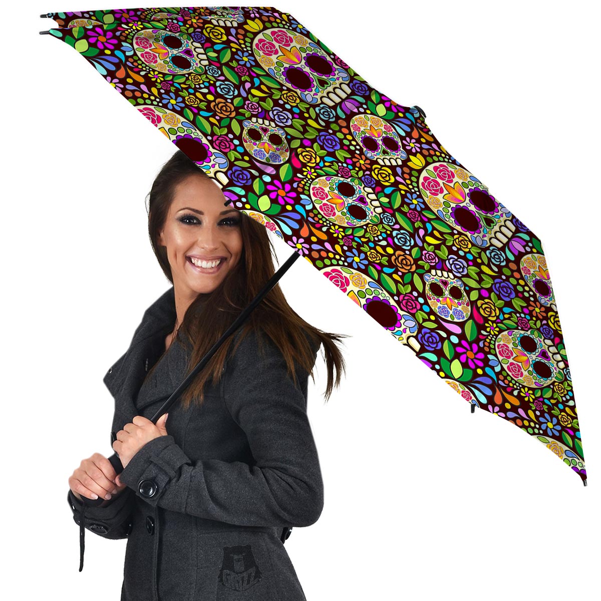 Sugar Skull Mexican Floral Umbrella-grizzshop