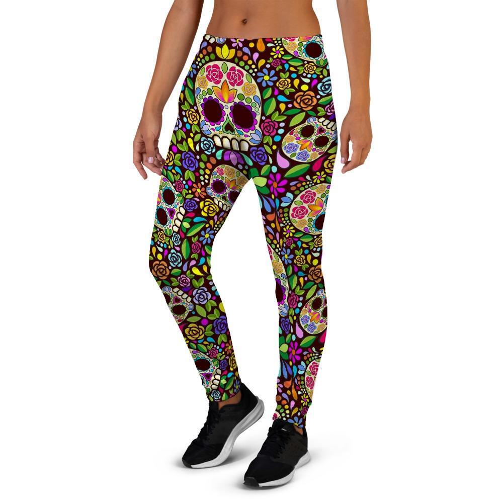 Sugar Skull Mexican Floral Women's Joggers-grizzshop