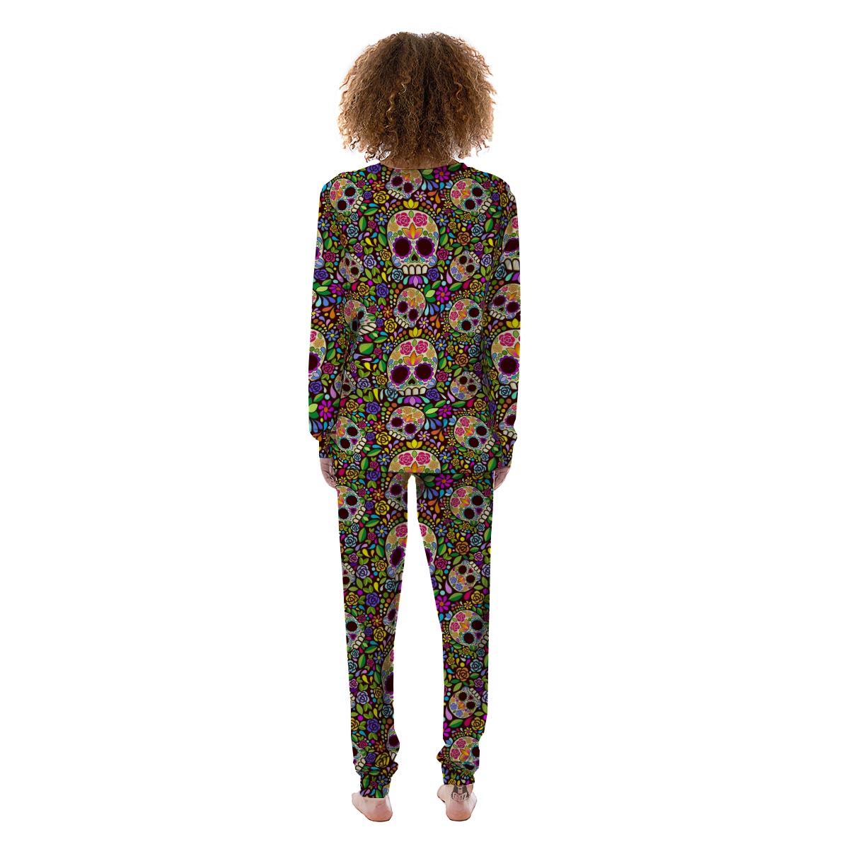 Sugar Skull Mexican Floral Women's Pajamas-grizzshop