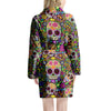 Sugar Skull Mexican Floral Women's Robe-grizzshop