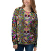 Sugar Skull Mexican Floral Women's Sweatshirt-grizzshop