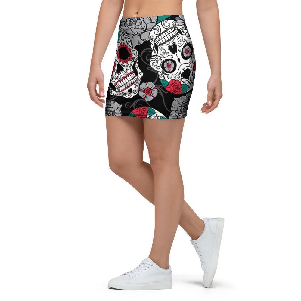 Sugar Skull Mini Skirt-grizzshop