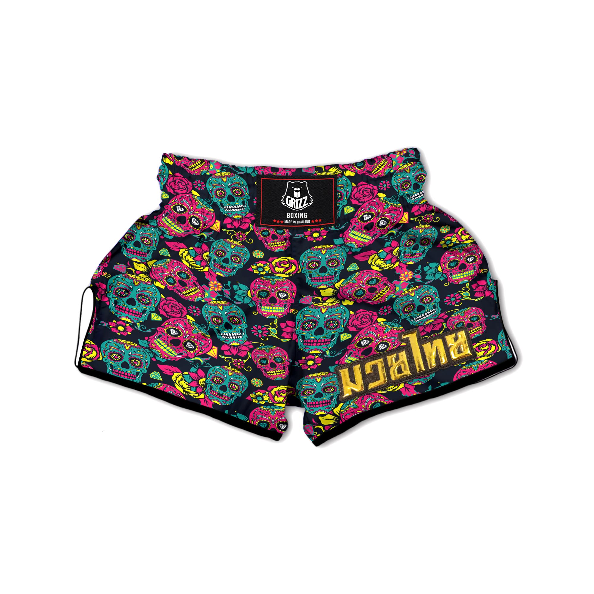 Sugar Skull Muay Thai Boxing Shorts-grizzshop