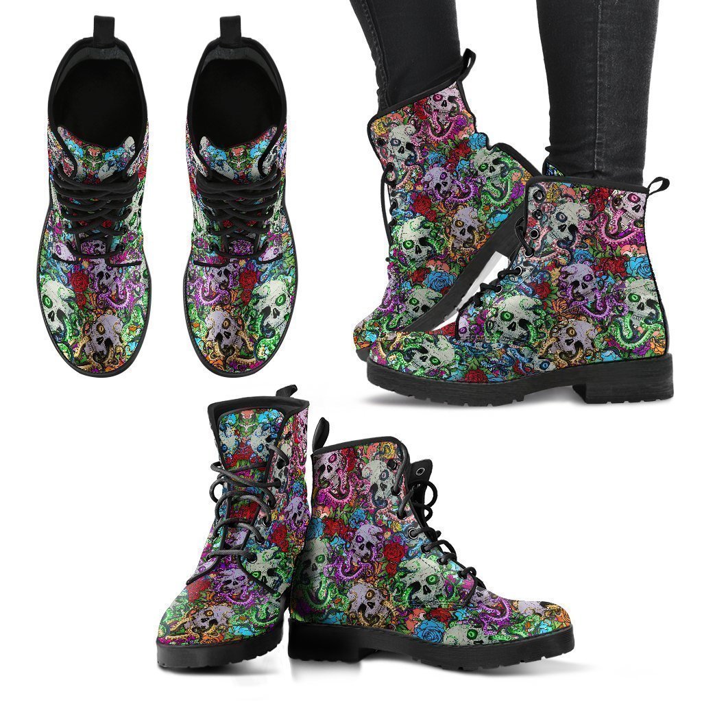 Sugar Skull Octopus Women's Handcrafted Premium Boots-grizzshop