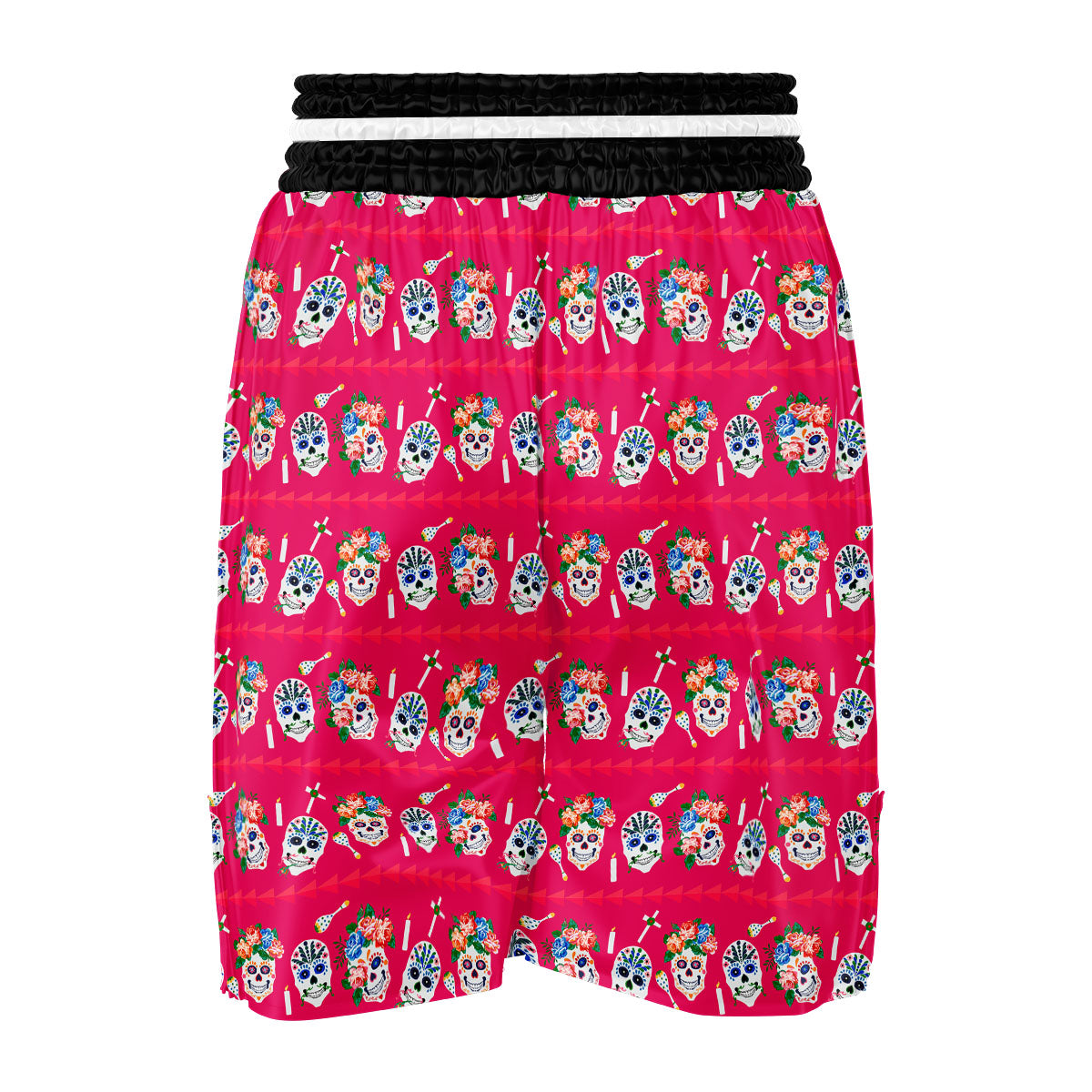 Sugar Skull Pink Print Pattern Boxing Shorts-grizzshop