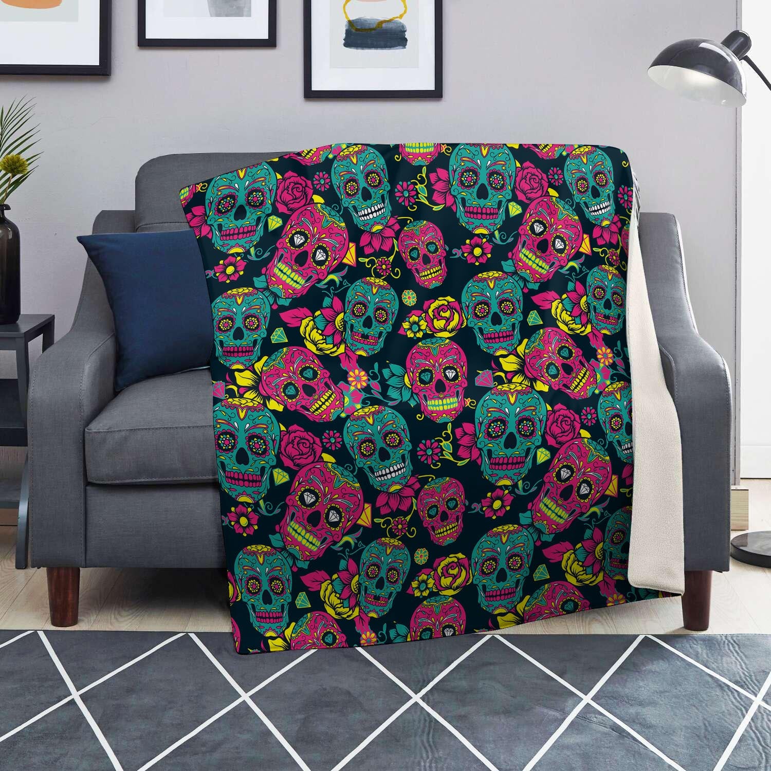 Sugar Skull Print Blanket-grizzshop