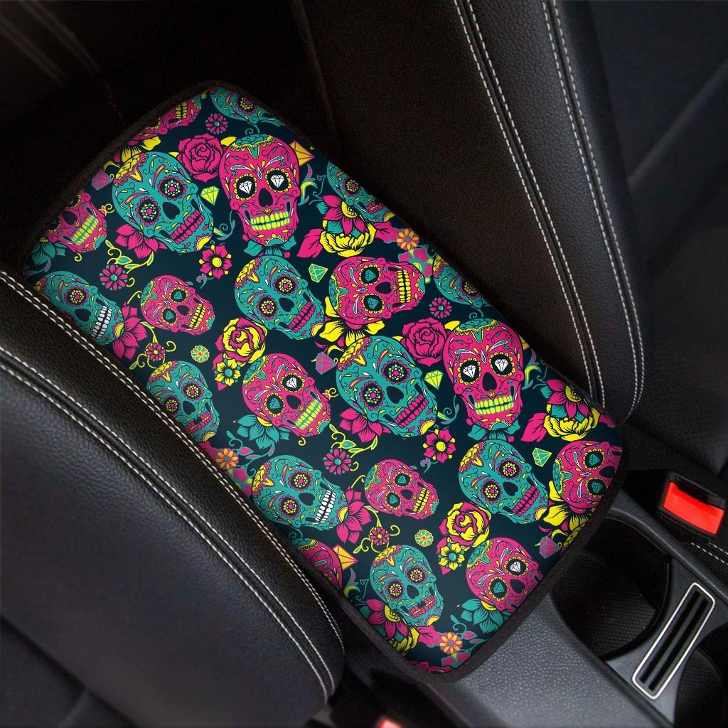 Sugar Skull Print Car Console Cover-grizzshop