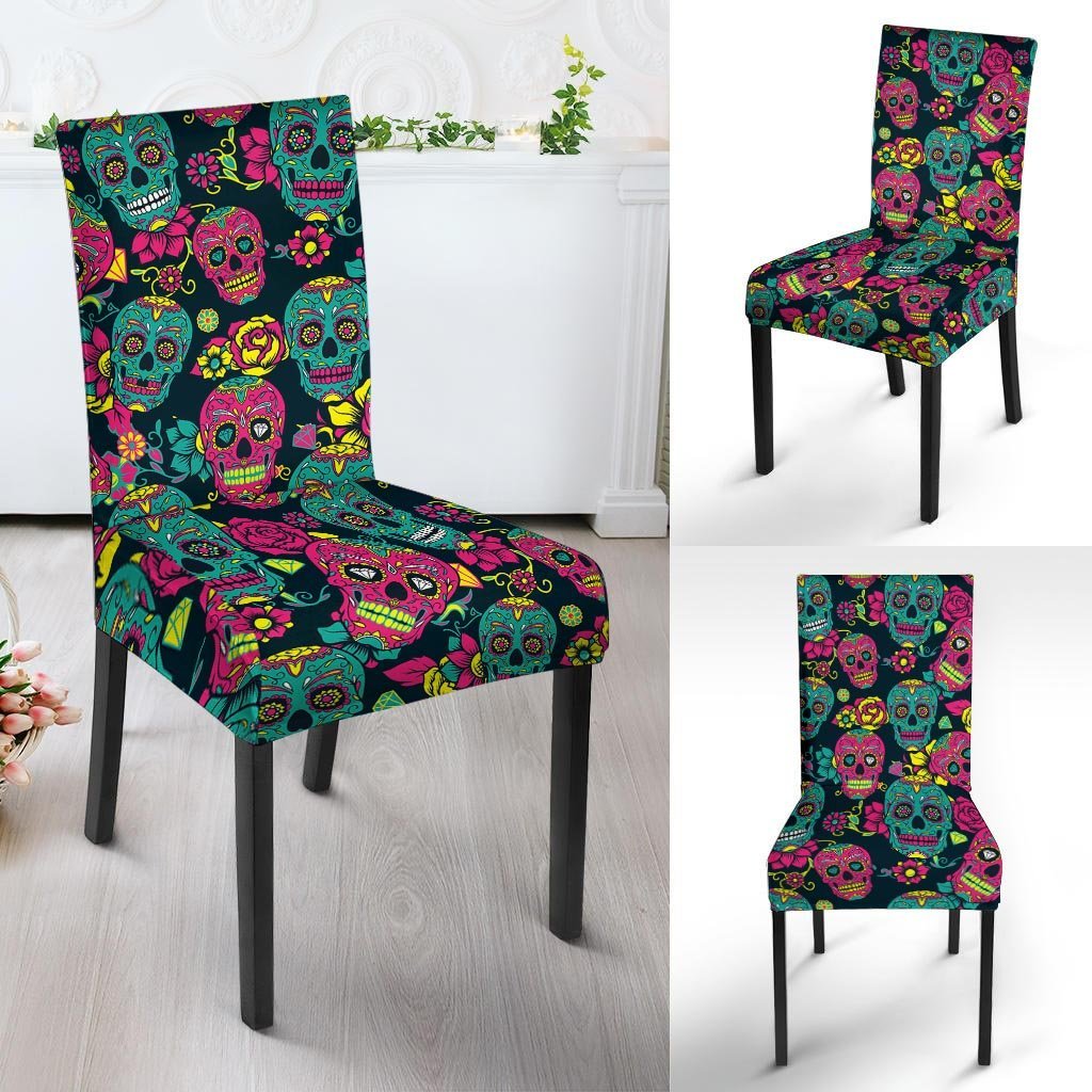 Sugar Skull Print Chair Cover-grizzshop