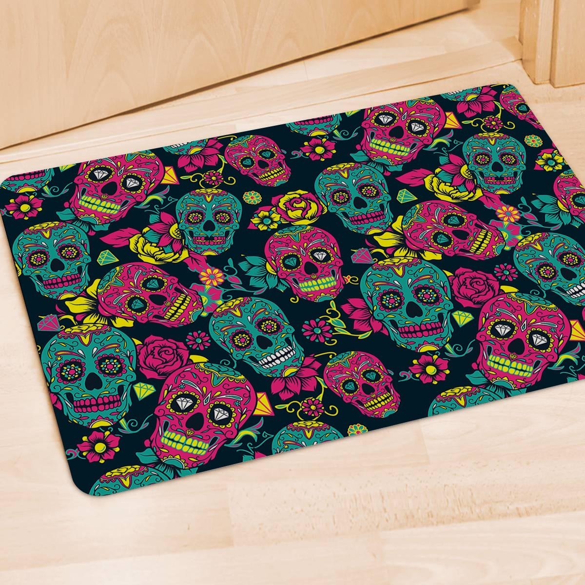 Sugar Skull Print Door Mat-grizzshop