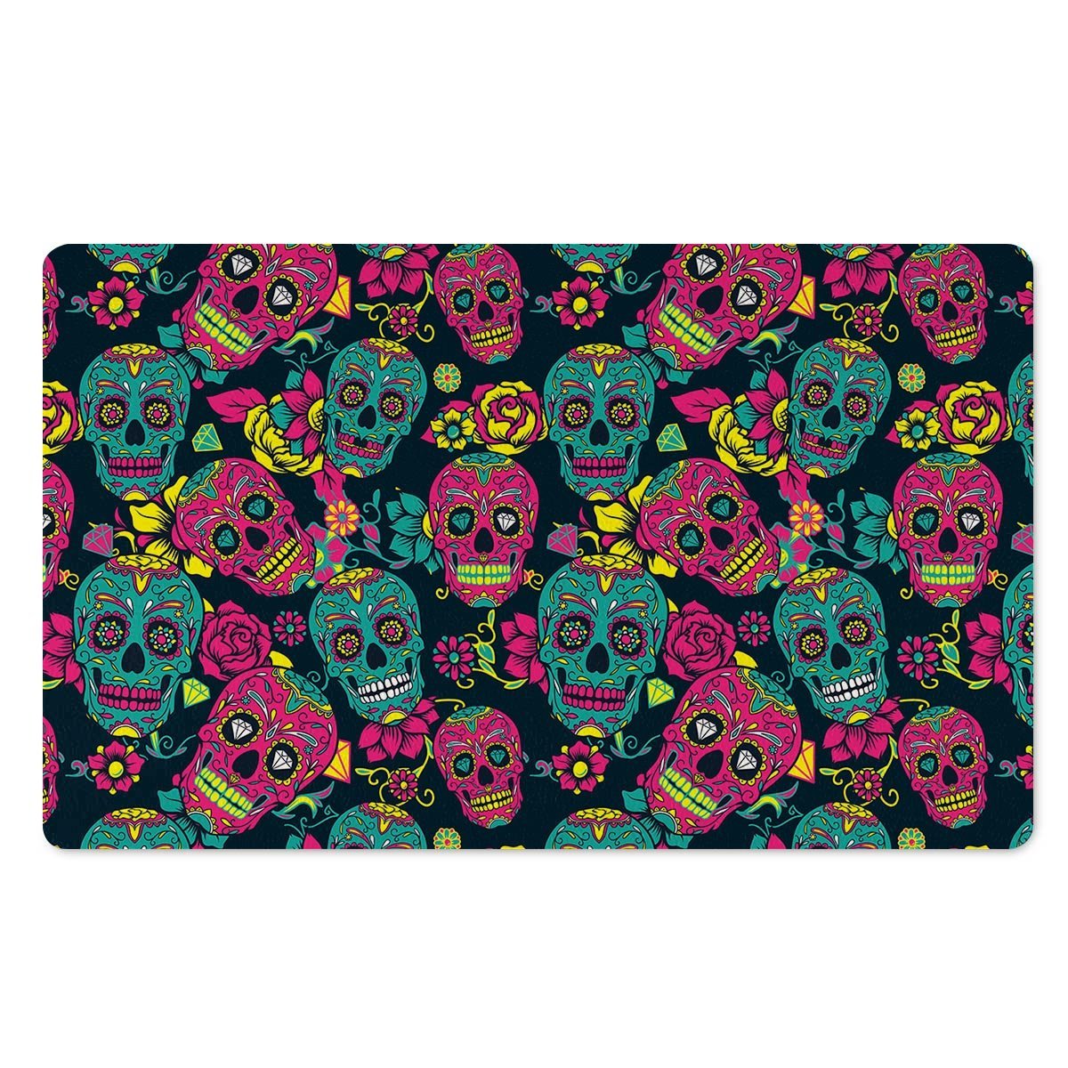 Sugar Skull Print Door Mat-grizzshop