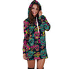 Sugar Skull Print Hoodie Dress-grizzshop