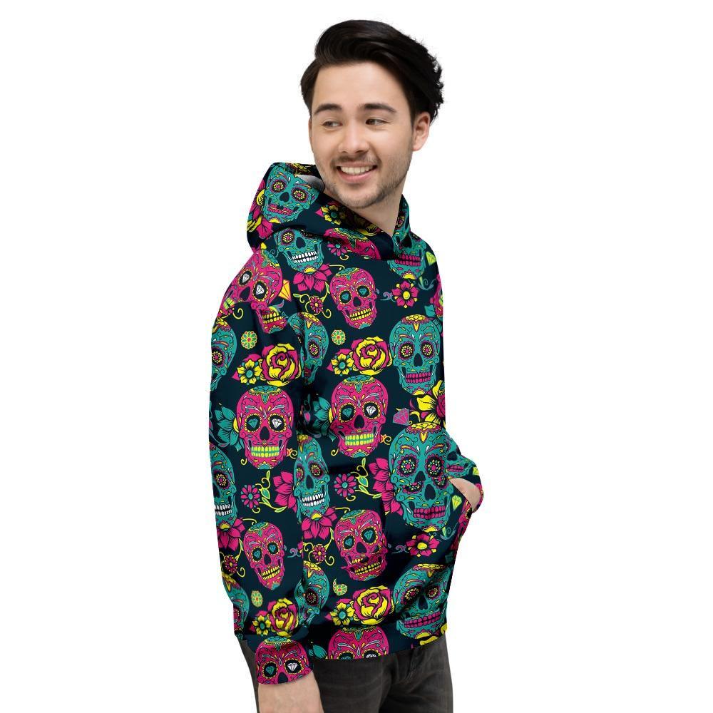 Sugar Skull Print Men's Hoodie-grizzshop