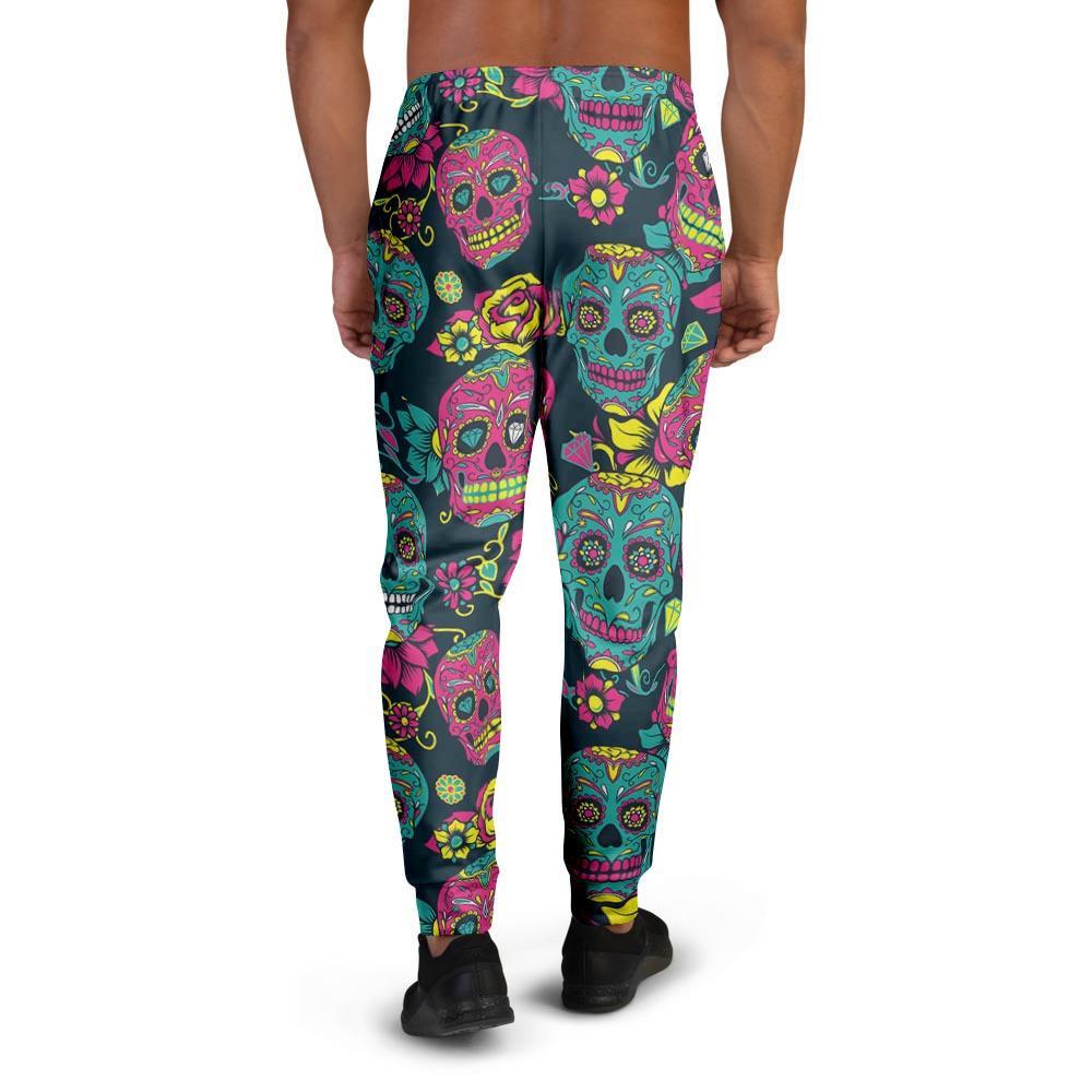 Sugar Skull Print Men's Joggers-grizzshop
