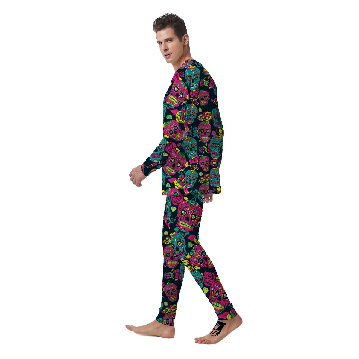 Sugar Skull Print Men's Pajamas-grizzshop