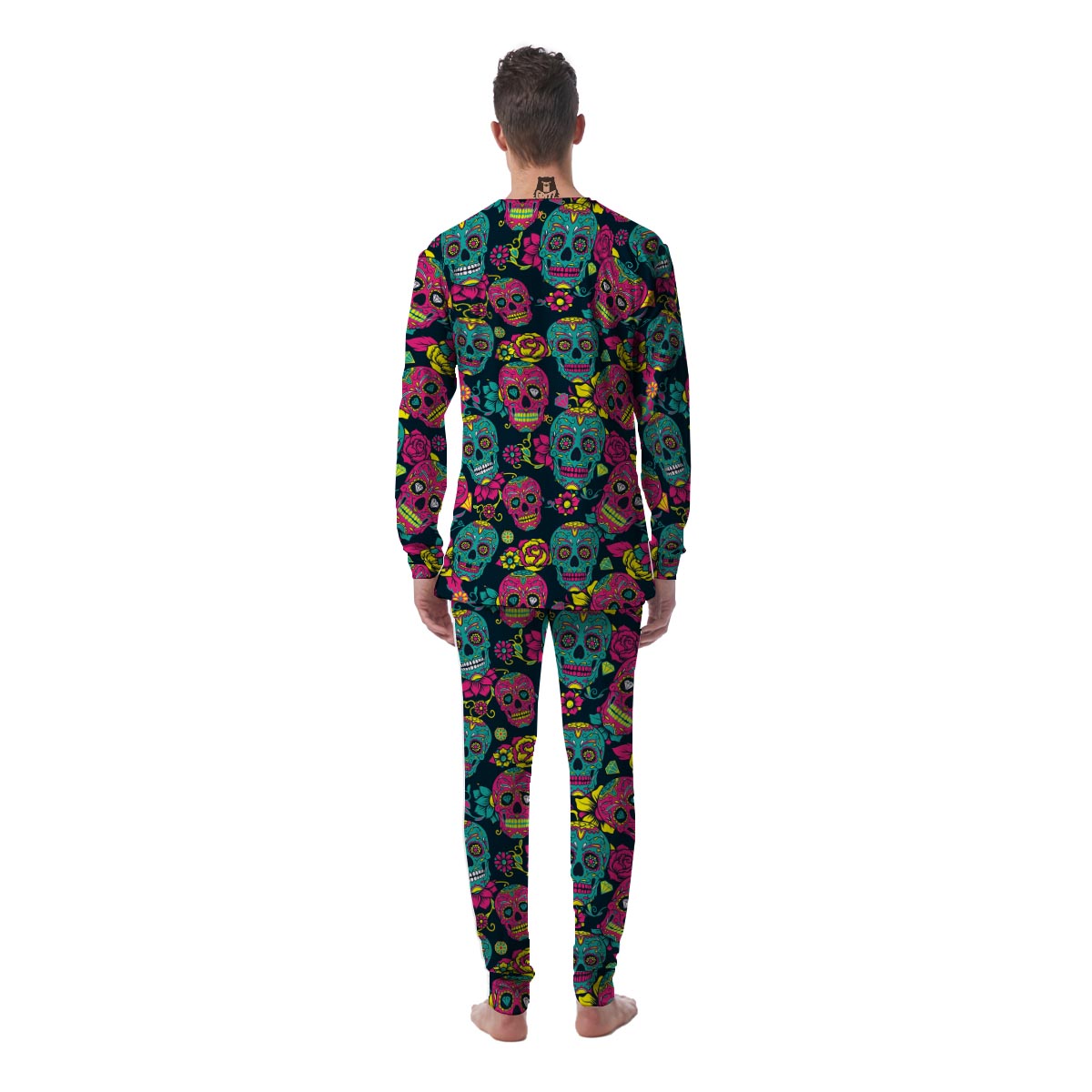 Sugar Skull Print Men's Pajamas-grizzshop