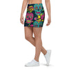 Sugar Skull Print Mini Skirt-grizzshop