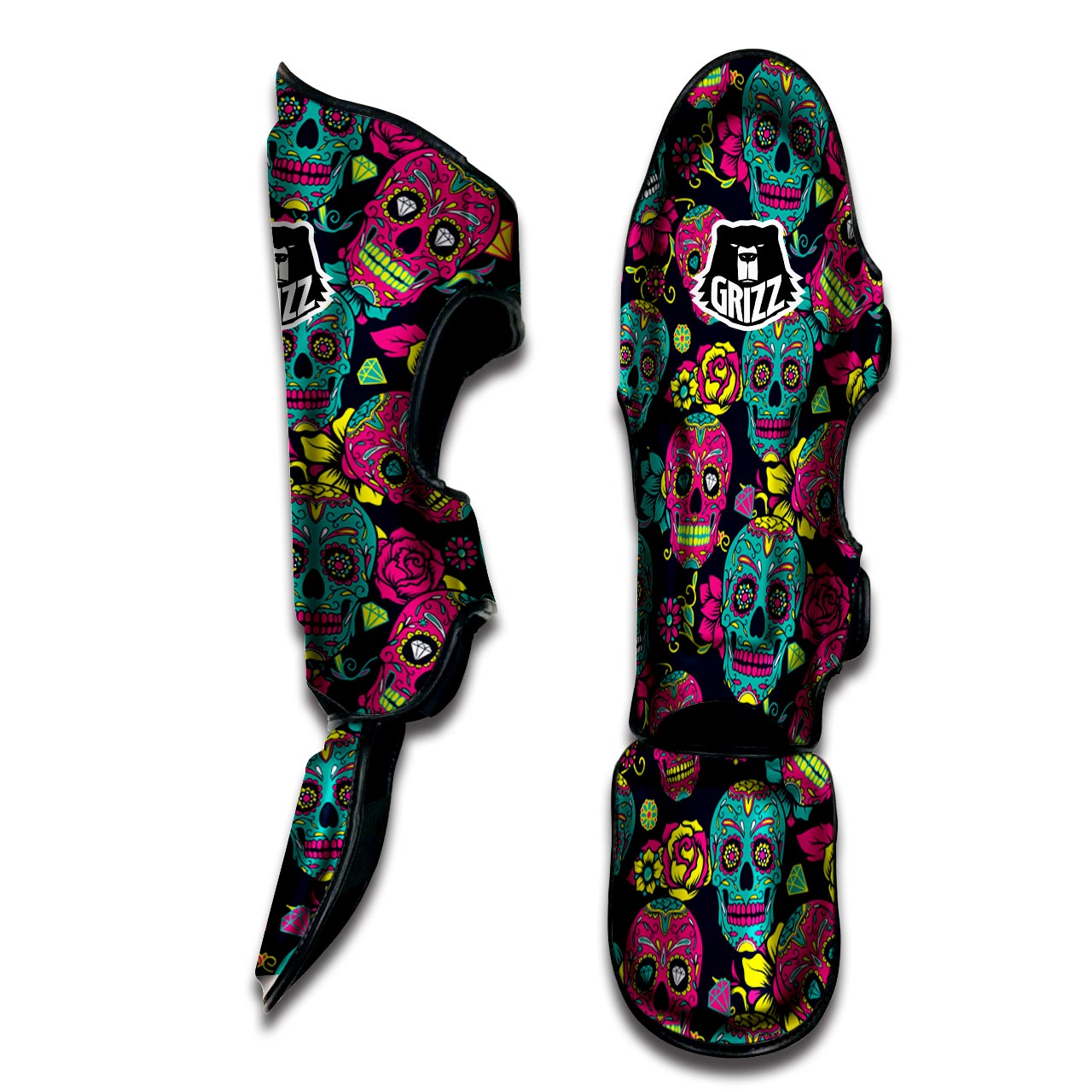 Sugar Skull Print Muay Thai Shin Guard-grizzshop