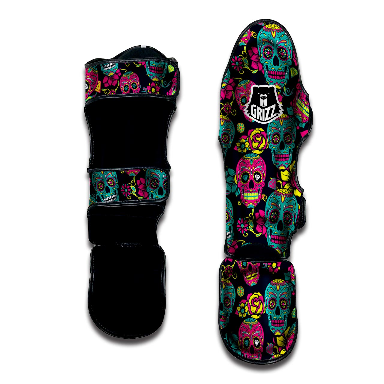 Sugar Skull Print Muay Thai Shin Guard-grizzshop