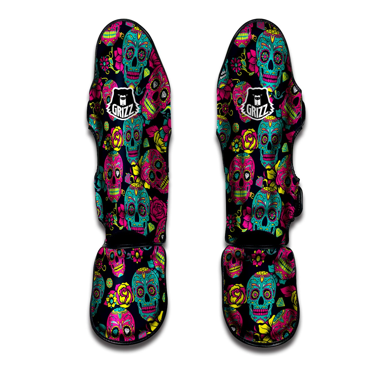 Sugar Skull Print Muay Thai Shin Guard-grizzshop