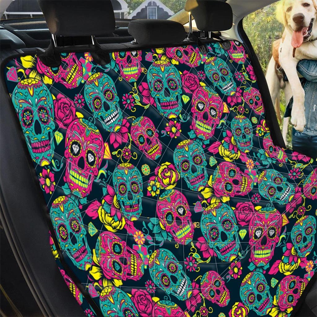 Sugar Skull Print Pet Car Seat Cover-grizzshop