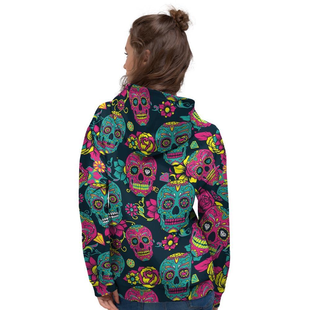 Sugar Skull Print Women's Hoodie-grizzshop